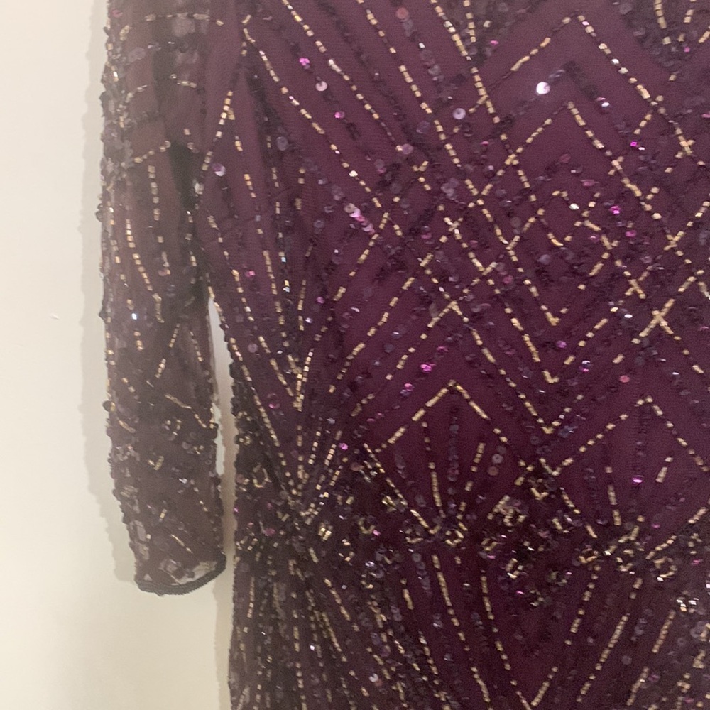 - Pizarro Nights burgundy Beaded Dress 8 wedding guest classy modest - Picture 3 of 8